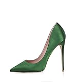  Damen Stiletto Pumps Spitze Satin High Heels 12CM/4.72IN Elegant Party Abschlussball Hochzeit Heels Absatzschuhe Grün Größe 39 EU（9 US）