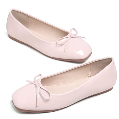Image of Dear Time Women's Casual Foldable Ballet Flats Square Toe Ballerina Flats Shoes Comfortable