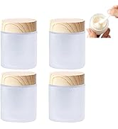 Sxminer 4 Pack 100g/3.4 oz Empty Glass Jars Frosted Glass Cream Jar Bottle Refillable Cosmetic Co...