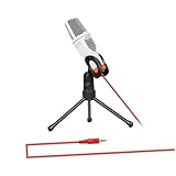 KAILIKETIY Kabelgebundenes Kondensator Mikrofon mit Halter Clip Weiß für Skype MSN Karaoke PC...