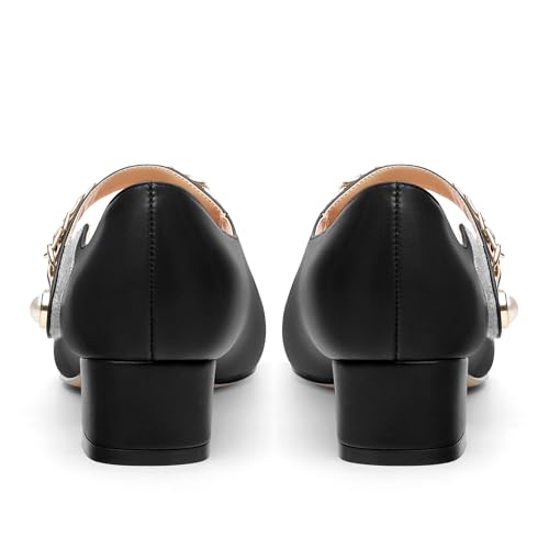 Women's Mary Jane Pumps, Chunky Block Low Heels Pumps Matte Leather Closed Square Toe Work Office Uniform Dress Shoes 1.4 Inch4