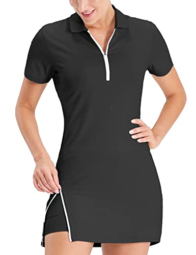 Image of Hiverlay Tennis Dresses for Women with 2 Pockets Built in Shorts UPF 50+ Golf Dress Workout Athletic Dresses