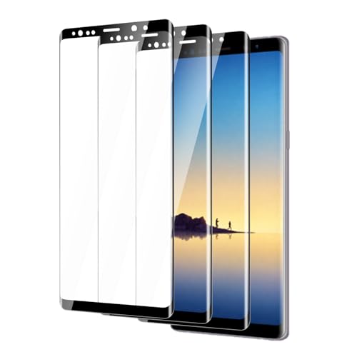 BIESHKJ 3 Pack For Samsung Galaxy Note 8 Edge Screen Protector 3D curved tempered glass screen protector 9H Hardness Tempered Glass Film Scratch-ResistantAnti-fingerprint (Samsung Galaxy Note 8)
