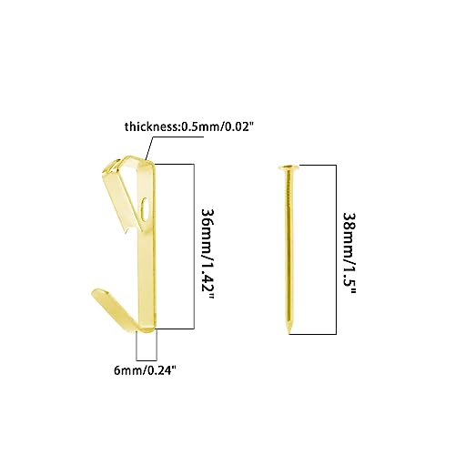 Image of 50LB Picture Hooks, Gold, Heavy Duty, Drywall & Wood, 50 Pieces with Screws, Easy Install & Store, Wide Application