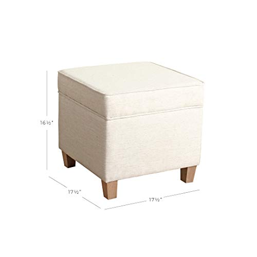 Homepop Home Decor | K7342-F2067 | Classic Square Storage Ottoman with Lift Off Lid | Ottoman with Storage for Living Room & Bedroom, Cream Woven