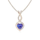 Tanzanite Infinity Heart Pendant Necklace with Diamonds in 14K Rose Gold (5mm Tanzanite) - December...