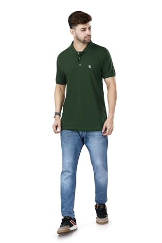 Image of KAUS & SHAN Men's Pure Cotton Regular Fit Solid Half Sleeve Casual & Semi Formal Office Wear Polo T-Shirt