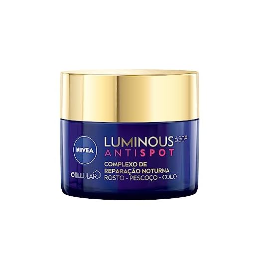 NIVEA Tratamento Facial Complexo de Reparação Noturna Luminous 630 - Proporciona hidratação intensa durante a noite e reduz marcas escurecidas - 50ml