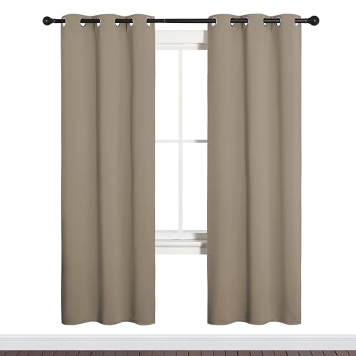 Image of NICETOWN Bedroom Curtain Panels Blackout Draperies, Thermal Insulated Solid Grommet Blackout Curtains /Drapes (Taupe, 1 Pair, 34 by 72-inch)