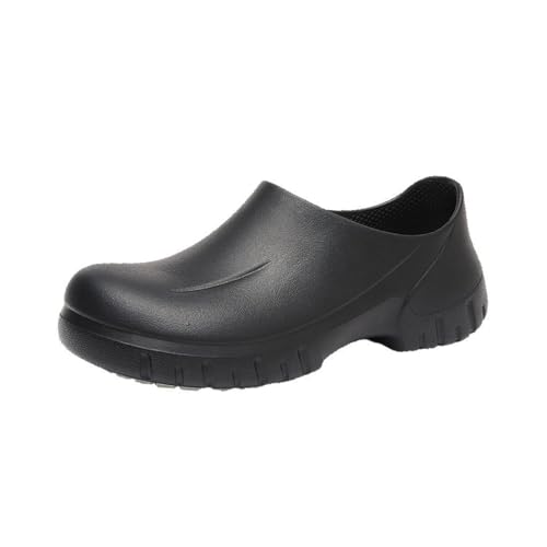 Fashion Women Men Solid Color Platform Muels, Closed Toe Slip On EVA Chef Work Shoes, Lightweight Anti-Slip Sandals (Black,8)