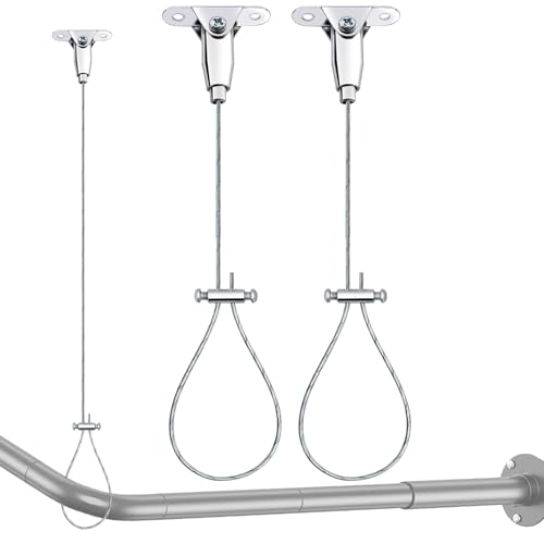 Shower Rod Ceiling Support Bracket 2-Pack – Anti-Sagging 304 Stainless