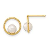 Pendientes de tuerca de oro amarillo de 14 quilates con perlas cultivadas en agua dulce de 5 mm
