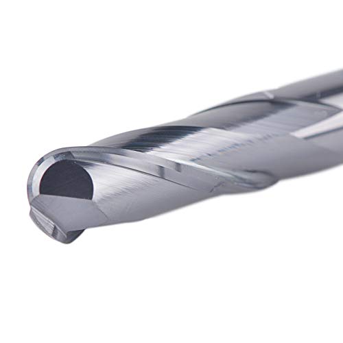 Spetool P2B-R1/8 5Pcs Ball Nose End Mill Cutter Cnc Router Bits Double Flute Hrc55 Spiral Milling Tool 1/4 Inch Shank 2-1/2 Inch Length Ovl thumb #3