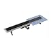 Produktbild Duschrinne Edelstahl Komplettset Schwarzes Glas Haarsieb Rinne mit Siphon Montagefüße Inklusive mit Dichtmanschette Doppelkammer Bodenablauf Länge 50-100cm