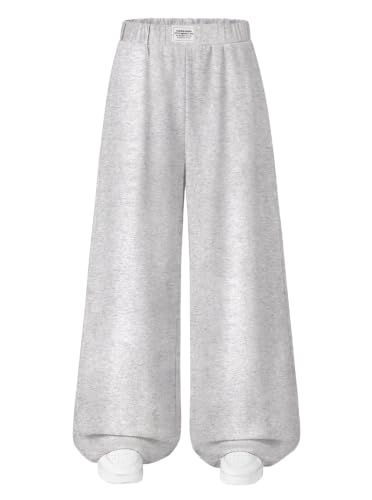 Image of Girls Wide Leg Sweatpants Baggy Pants with Pockets | Elastic Waistband, Side Pockets, Relaxed Silhouette, for School, Travel and Everyday Casual Wear
