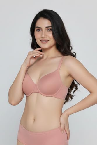 Image of Zivame Padded Plunge Wired Medium Coverage Tshirt Bra-Silver Bullet