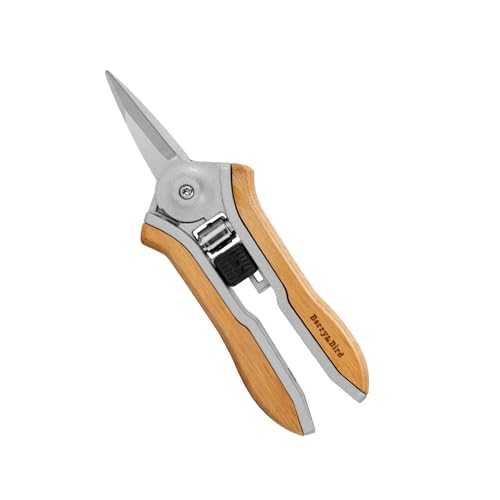 Berry&Bird Mini Pruning Shears for Gardening Straight Blades Hand Pruners with Wooden Handle Garden...