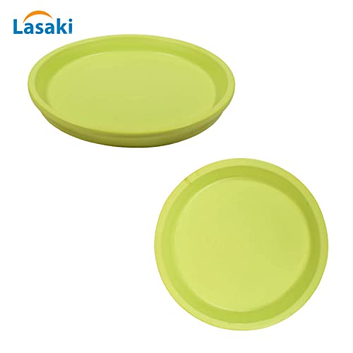 Image of Lasaki Round Ceramic Trays (Plates Saucers) for Pots, planters, Flower, Succulent(Set of 2,Mint,5 inch) R5(Plants not Included)