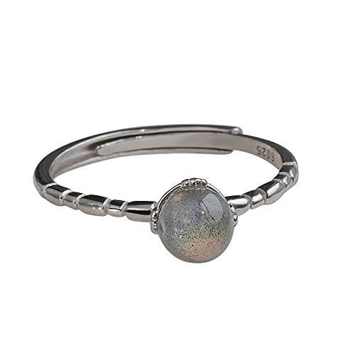 Bague en argent sterling 925 et pierre de lune véritable au design minimaliste
