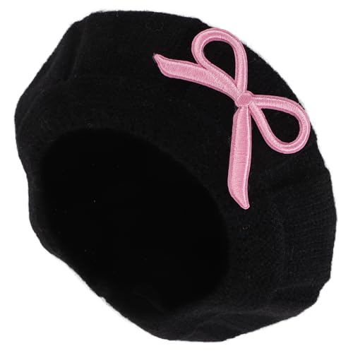 WHAMVOX Boy Beret Hat Black Acrylic Fibres Warm and Comfortable Classic Fashionable Knit Winter Hat for Autumn and Winter