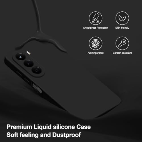 Image of DIZORO Microfiber Candy Compatible for Oneplus Nord ce6 lite 5G Smooth Touch Cushion Liquid Soft Silicone Gel Rubber Phone Case Non-Slip Full Body Protective Shockproof Back Cover - Black