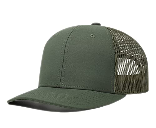 Quanhaigou Trucker Hat - Mesh Snap Back - Unisex Adjustable Baseball Cap - Outdoor Hats for Men Women (Olive Green)