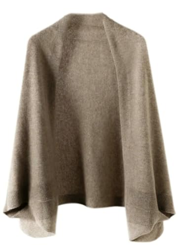 Women's Lightweight Cashmere Cardigan Open Front Shawl Wrap Winter Warm Poncho Cape with Sleeves Soft Pashmina Scarf