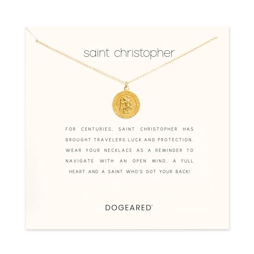 Dogeared Jewelry Saint Christopher Traveler's Necklace For Women – Gold Dipped Sterling Silver Medallion, 18" Chain with 2" Extender, Handmade Protection Necklace, Made in USA