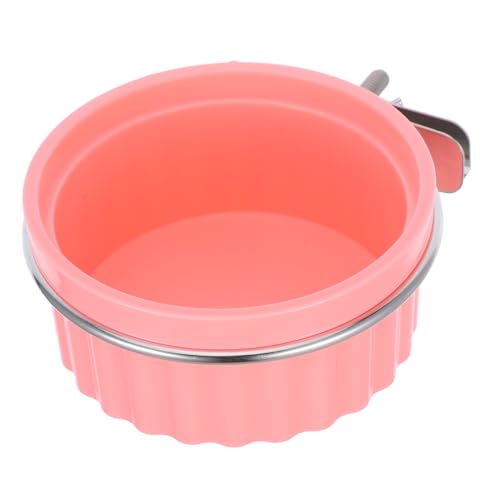 Abaodam Plateau pour Cage à Oiseaux Amovible Et Suspendue Acier Inoxydable Bol De Nourriture Et Eau pour Perroquets Et Petits Animaux De Compagnie Rose