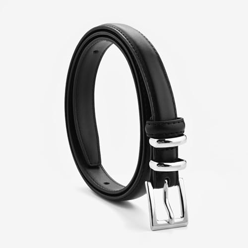 Women Skinny Leather Belts Thin Faux Leather Belt with Buckle for Jeans Pants4