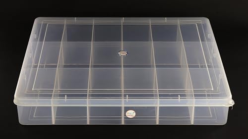 Image of NMII Multipurpose Plastic Storage Box with Partitions | Transparent Organizer with Secure Lid | Ideal for Stationery, Craft Supplies, Tools, and Jewellery, Accessories | Lightweight-(18 Partitions)