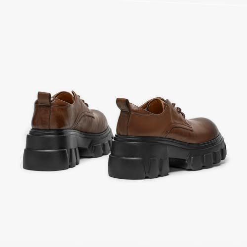 Image of BEAU TODAY Platform Oxfords for Women, Leather Chunky Drees Shoes