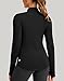 G Gradual Thermal Shirts for Women Long Sleeve Mock Neck Fleece Tops Running Workout Cold Weather Gear with Zip Pocket(Black,M)