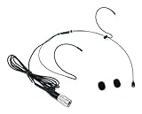 Double Earhook Headset Mic w/ 4 pin Mini XLR for Audio Technica Wireless Black