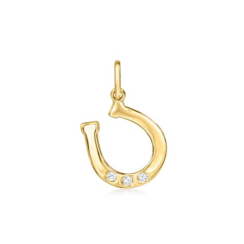 Pure Collection by Ross-Simons Diamond Horseshoe Charm in 14kt Yellow Gold