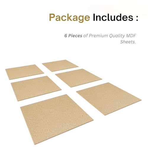 Image of Pilwal's 6 inchx8 inch inch MDF Sheets - Smooth Unfinished MDF RECTANGLE Sheet - MDF Board Coutouts for Craft DIY Art, lippan Art, Painting, Decoupage, Resin Art, Pyrography, Laser Cutting (6 inchx8 inch inch, 6 Piece)