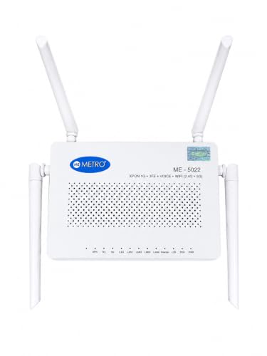 Image of Metro XPON Fiber Router | 4GE + 1VOICE + Dual Band WiFi | XPON Up to 1.2Gbps | Wi-Fi 2.4GHz, 5GHz | Dual Band ONT for BSNL, Railtel & Local ISP Supported