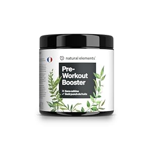 Pre-Workout Booster – zéro caféine – goût punch de fruits – avec niacine, ginseng et BCAA – végane, sans caféine – produit et contrôlé en laboratoire en Allemagne
