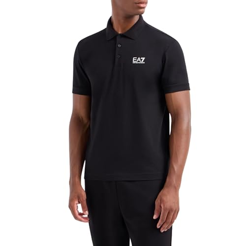Polo EA7 en coton stretch noir pour homme Core Identity