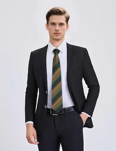Image of YourTies Men's Neckties Striped Tie and Plaid Neckties for Men Woven Silk Tie Gold Tie Clip Set