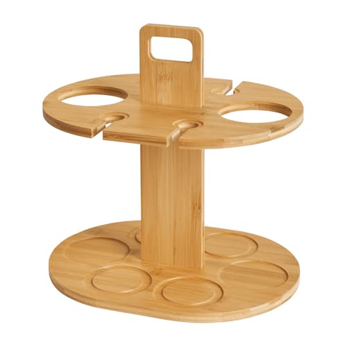 Soporte de vino de bambú para encimera, portátil y elegante miniatura 4