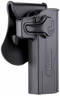 Pistolera Funda Pistola hi Capa rígida plástico Duro Color Negro con Pinza para pantalón o cinturón y Rueda de Ajuste