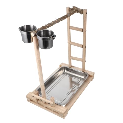 HANABASS Bird Stands for Parrots Climbing Ladder Training Ladder Educational Toy Stainless Steel Bowl Feeder