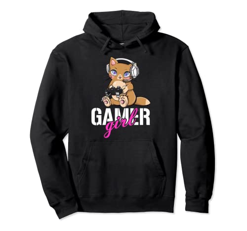 Gamer Cat Girl Gaming Lindo Gamer Gatos y Gaming Sudadera con Capucha