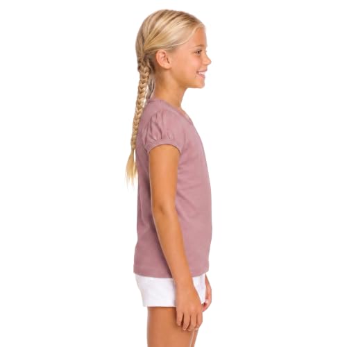 Image of Lilax Girls Short Puff Sleeve Cotton T-Shirt, Toddler & Little Girls Top | 95% Cotton Puff Sleeve Tee; Crewneck, Short Sleeve; Toddler & Girls Sizes 2T-12; for School, Play & Everyday; Machine Wash