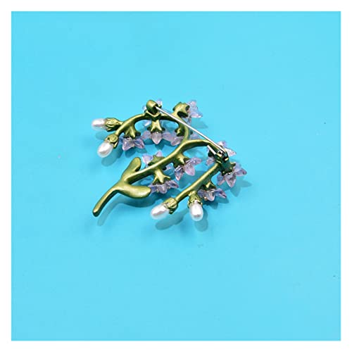 Broche fleur Myosotis en résine rose et perles de simulation - 4