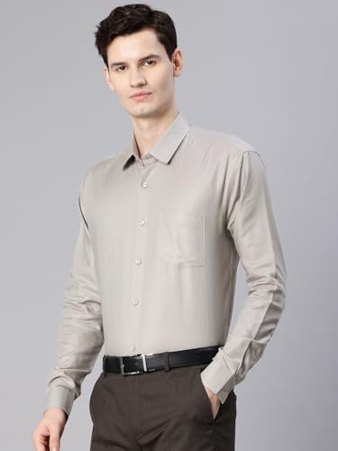 Image of Majestic Man Men's Solid Cotton Blend Textured Wrinkle-Resistant Slim Fit Easy Iron Formal Shirt
