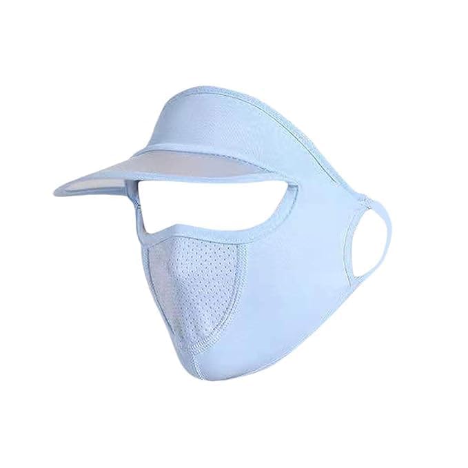 Breathable Face Cover Sun Protection Cap | Cap Mask for Summer Outdoor Cycling UV Sun Protection Block Hat Protection Face Cover Scarf Mask with Cap Foldable Scarf Cum Mask (Multicolor)-image-14