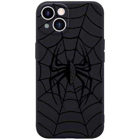 Wihytec Spider Web Black Phone Case for iPhone 13 Black Cobweb Case Cover Liquid Silicone Soft Gel Rubber Matt Phone Cover with Microfiber Lining Protective Cover