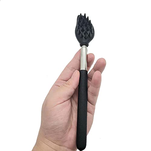 Telescope Back Scratcher 2 Packs Bear Claw Silicone Head Scalp Massager In Metal And Silicone For Itchy Back/Neck/Head/Shoulder/Body Black For Women Men #TOP4
